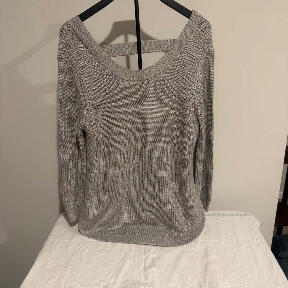 Harper Heritage Womens Grey Open Back Knit Sweater Size M ST205392
